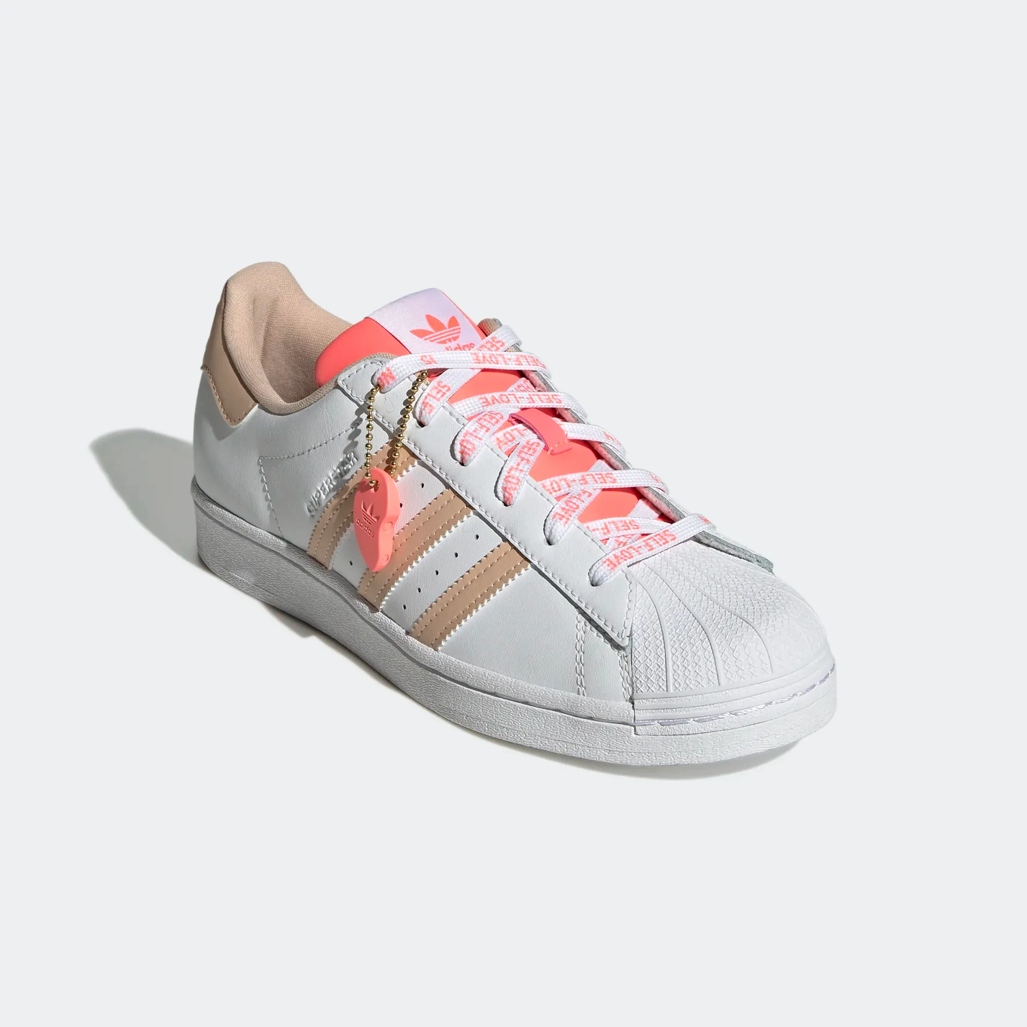 Adidas Women's Superstar Shoes - Cloud White / Halo Blush / Acid Red