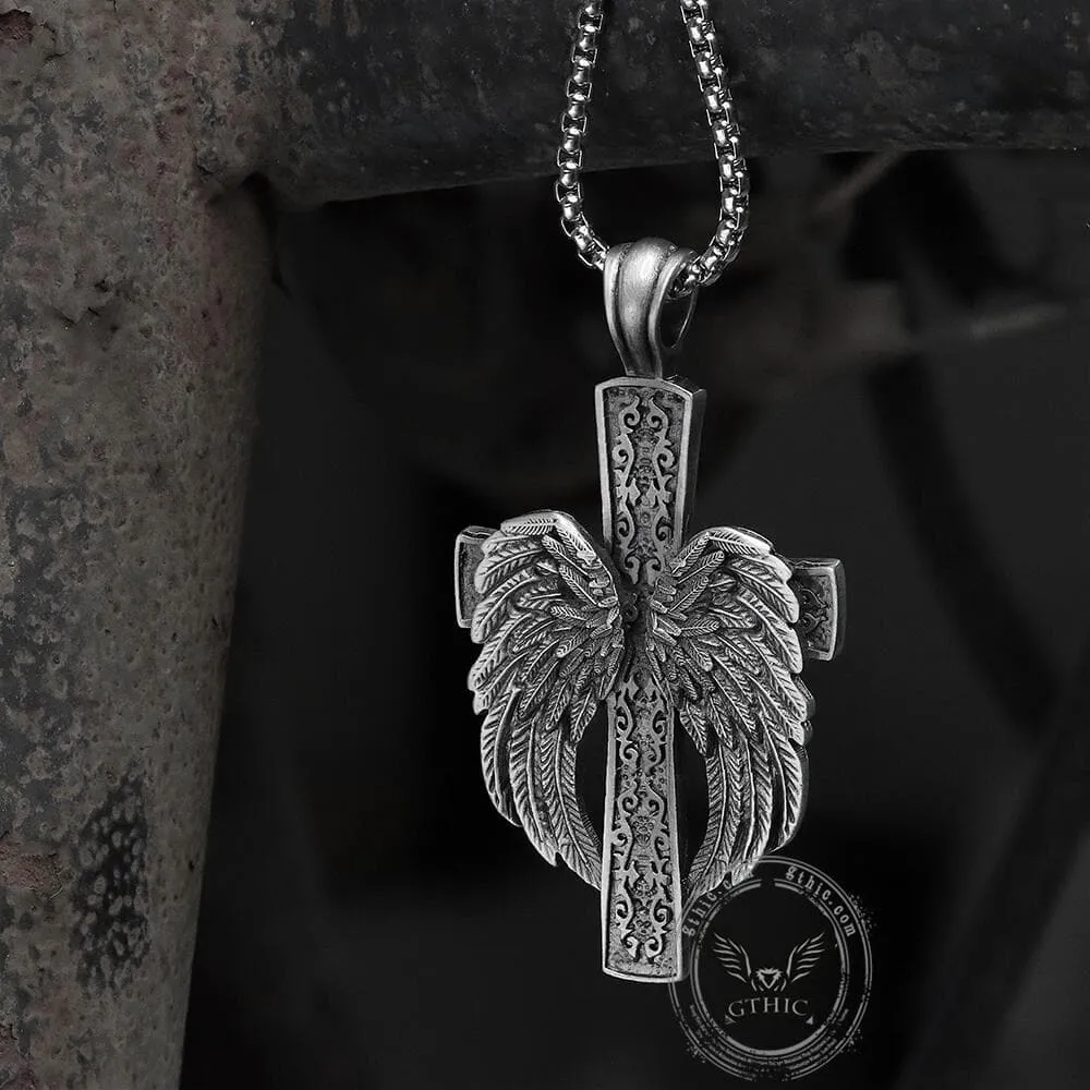 Angel’s Wing Cross Pure Tin Necklace