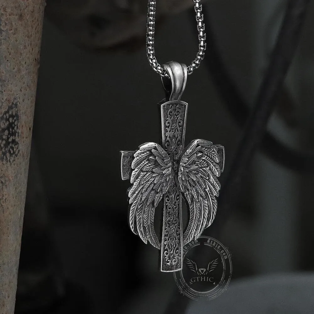 Angel’s Wing Cross Pure Tin Necklace