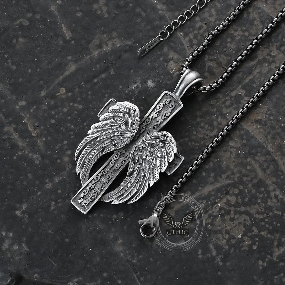 Angel’s Wing Cross Pure Tin Necklace