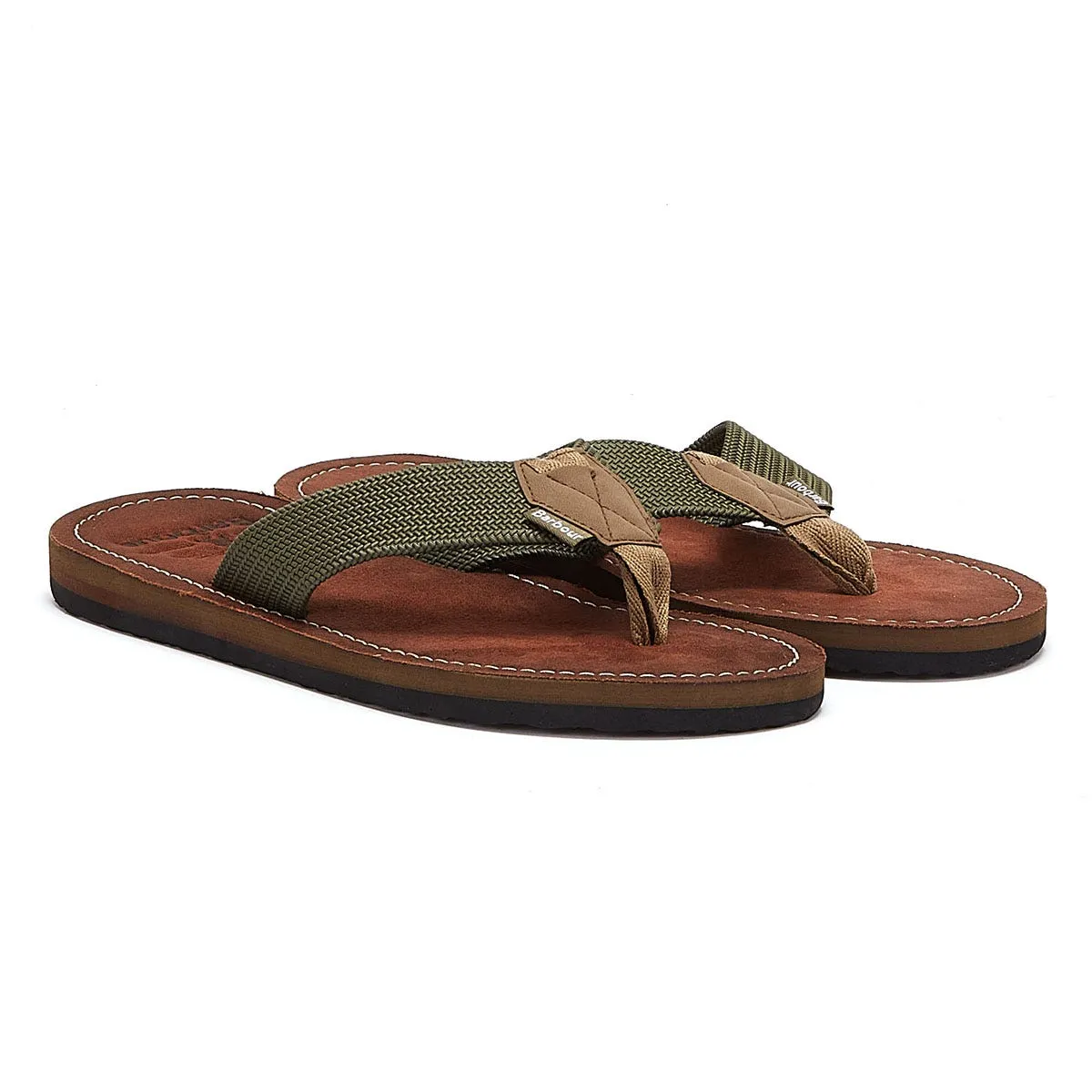 Barbour Toeman Mens Olive Flip Flops