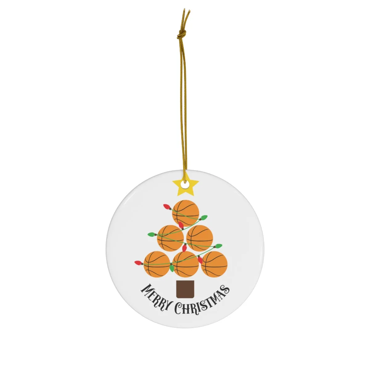 Basketball Ornament, Christmas Ceramic Basketball Christmas Tree Ornament for Basketball Players