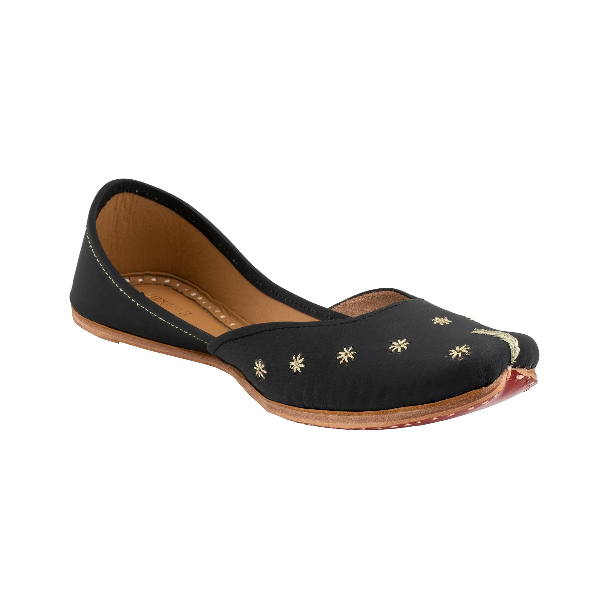 Black Ebony Women's Kolhapuri Leather Jutti