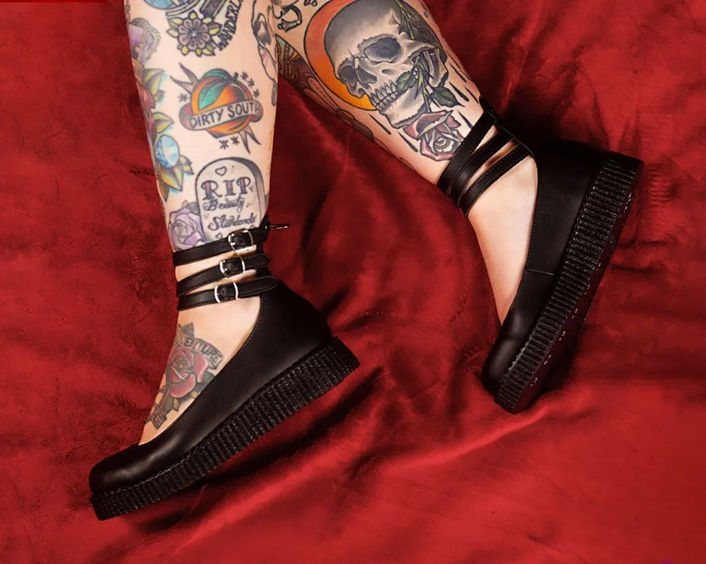 Black TUKskin™ 3-Strap Mary Jane