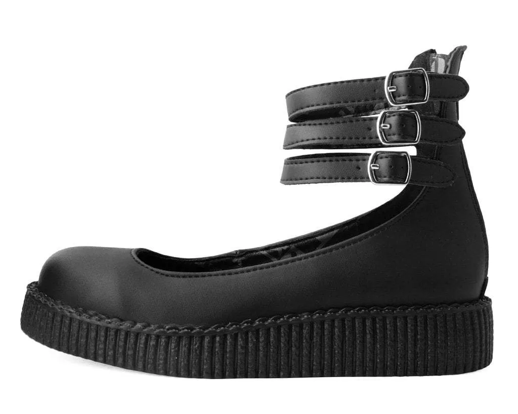 Black TUKskin™ 3-Strap Mary Jane