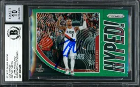 Damian Lillard Autographed 2019-20 Panini Prizm Get Hyped Green Card #8 Portland Trail Blazers Auto Grade Gem Mint 10 Beckett BAS #13605645