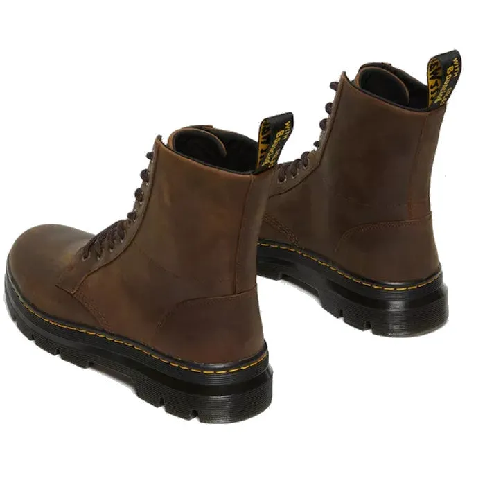 Dr Martens Combs Crazy Horse 8 Eye Leather Dark Brown Boots