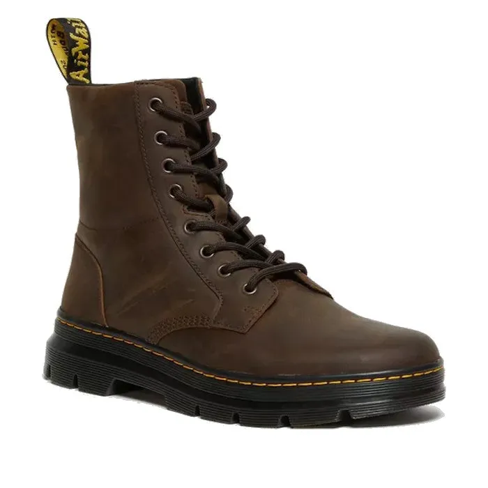 Dr Martens Combs Crazy Horse 8 Eye Leather Dark Brown Boots