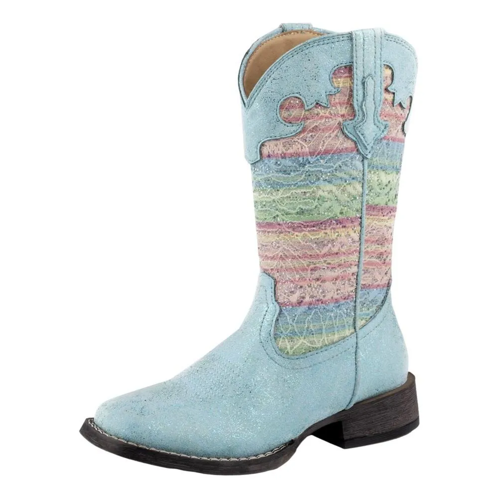 Girl's Roper Turquoise Metallic Boots