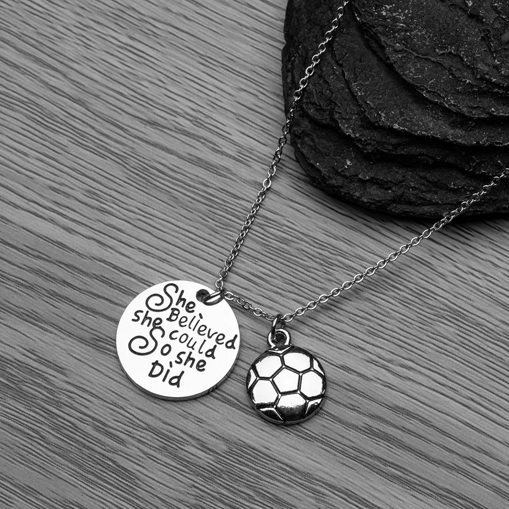 Girls Soccer She Believed She Could So She Did Necklace