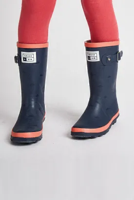 GRASS & AIR - Wellies - Navy and Coral