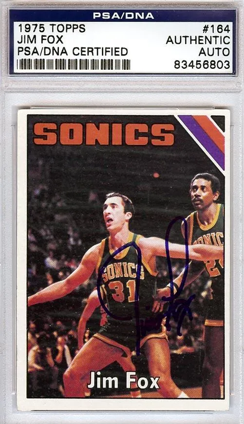 Jim Fox Autographed 1975 Topps Card #164 Seattle Sonics PSA/DNA #83456803