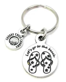 Let's Go To The Beach Flip Flops Key Chain