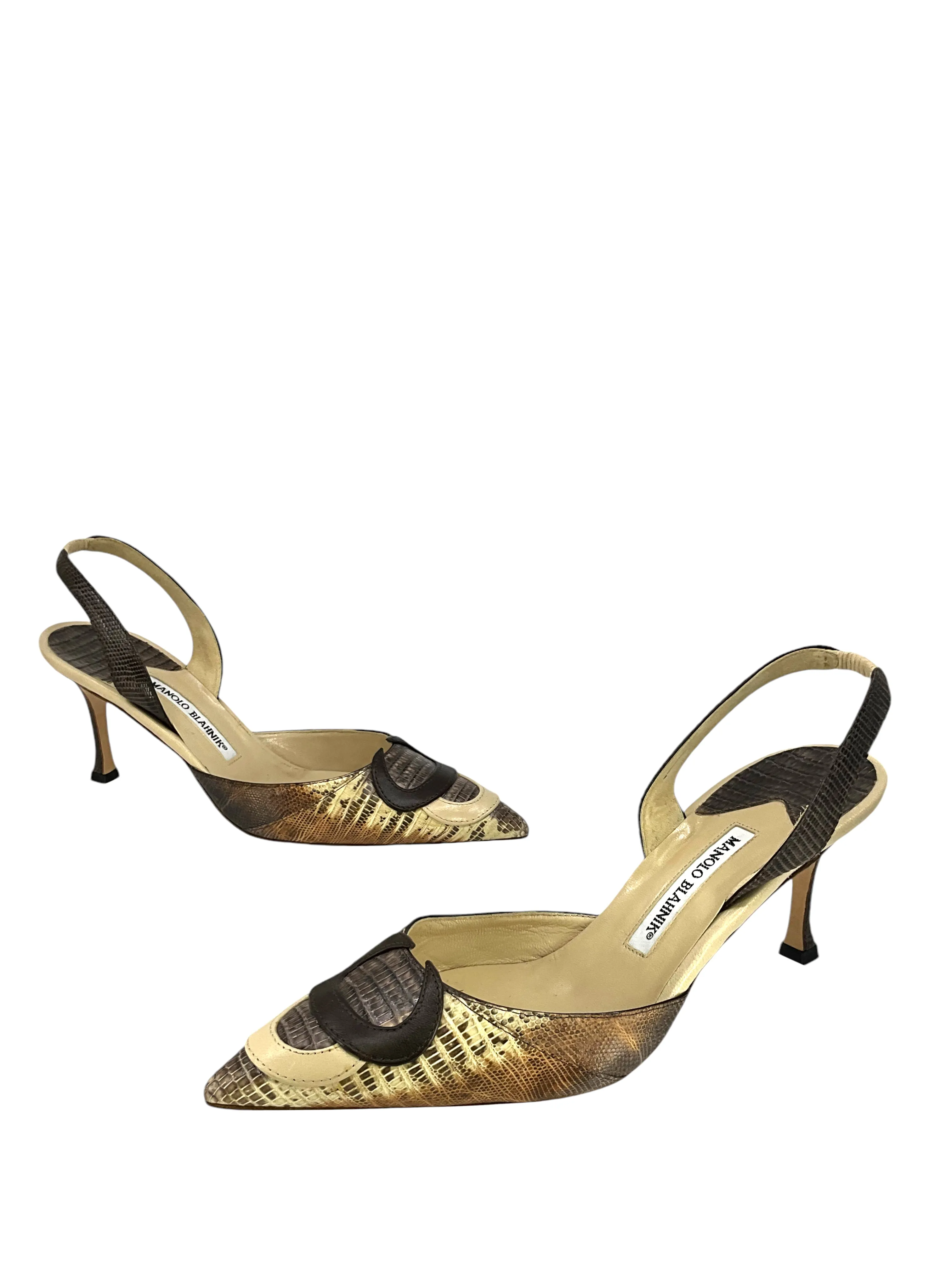 Manolo Blahnik Lizard Slingbacks Size 10.5