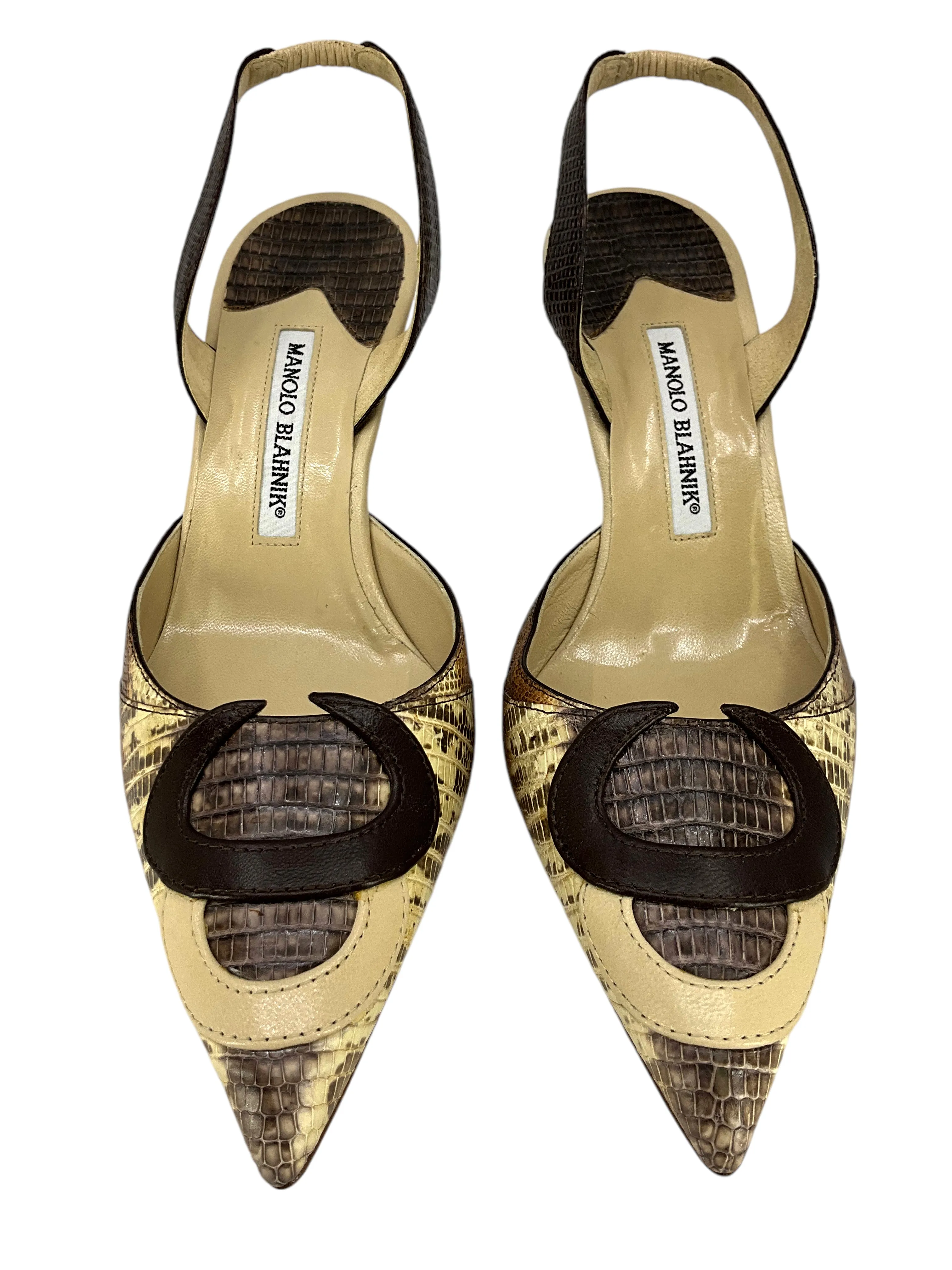 Manolo Blahnik Lizard Slingbacks Size 10.5