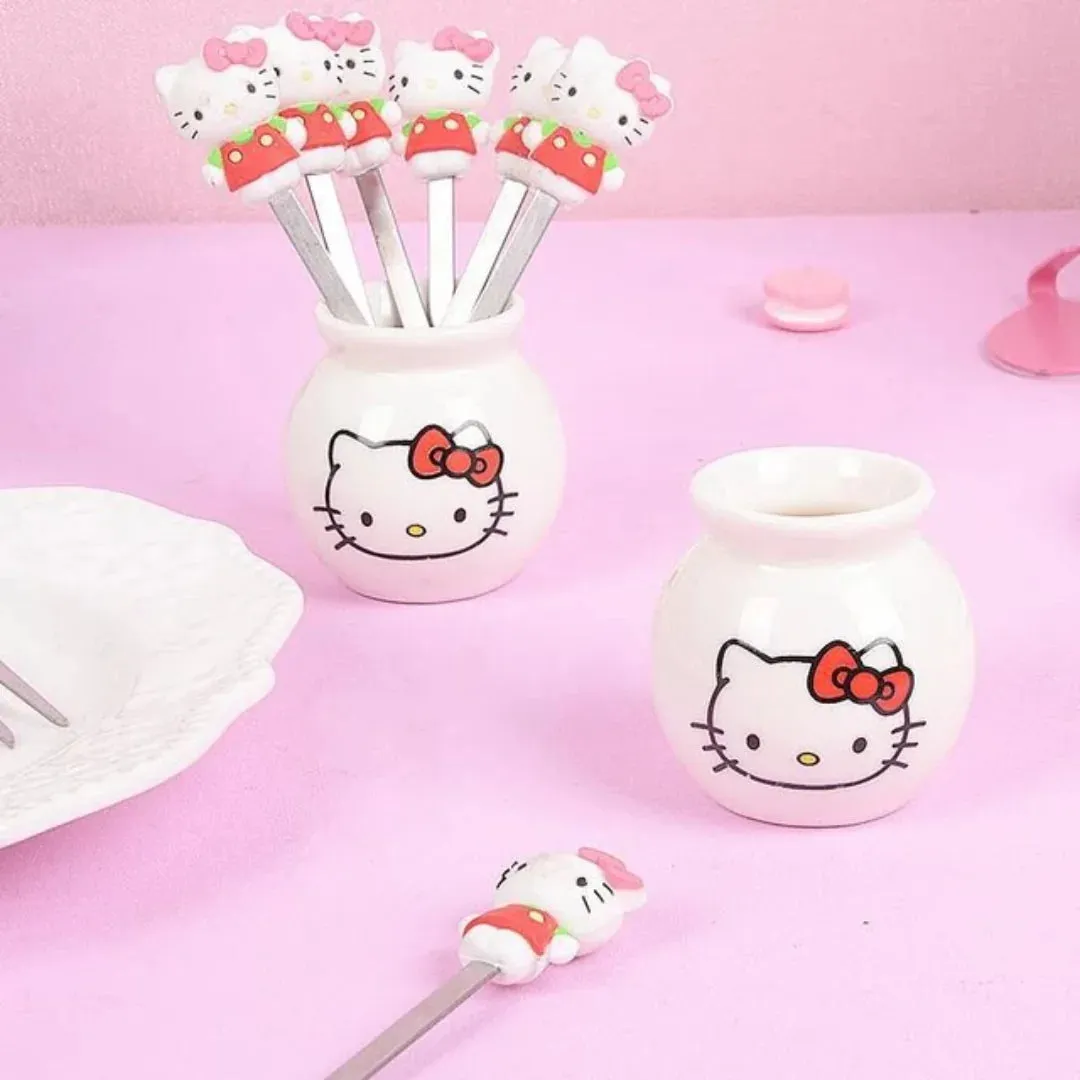 Mini Food Pick Forks - Hello Kitty