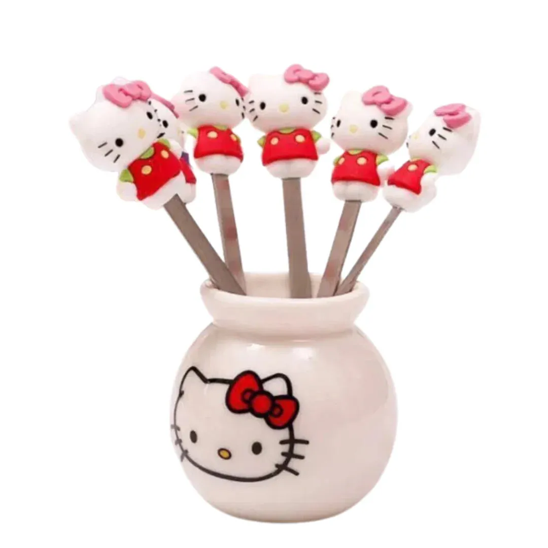 Mini Food Pick Forks - Hello Kitty