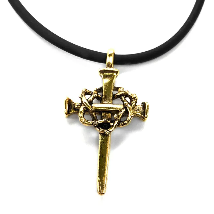 Nail Crown Cross Necklace Gold