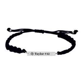 Personalized Engraved Soccer Bar Rope Bracelet