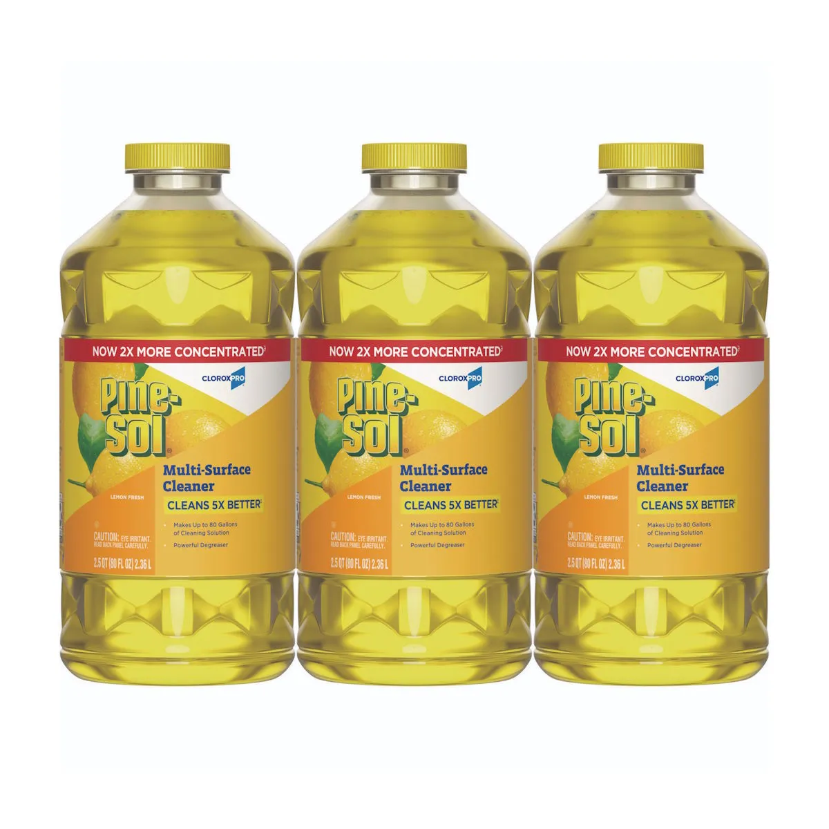 Pine-Sol® Lemon Fresh Concentrated Multi-Surface Cleaner (80 oz Bottles) - Case of 3