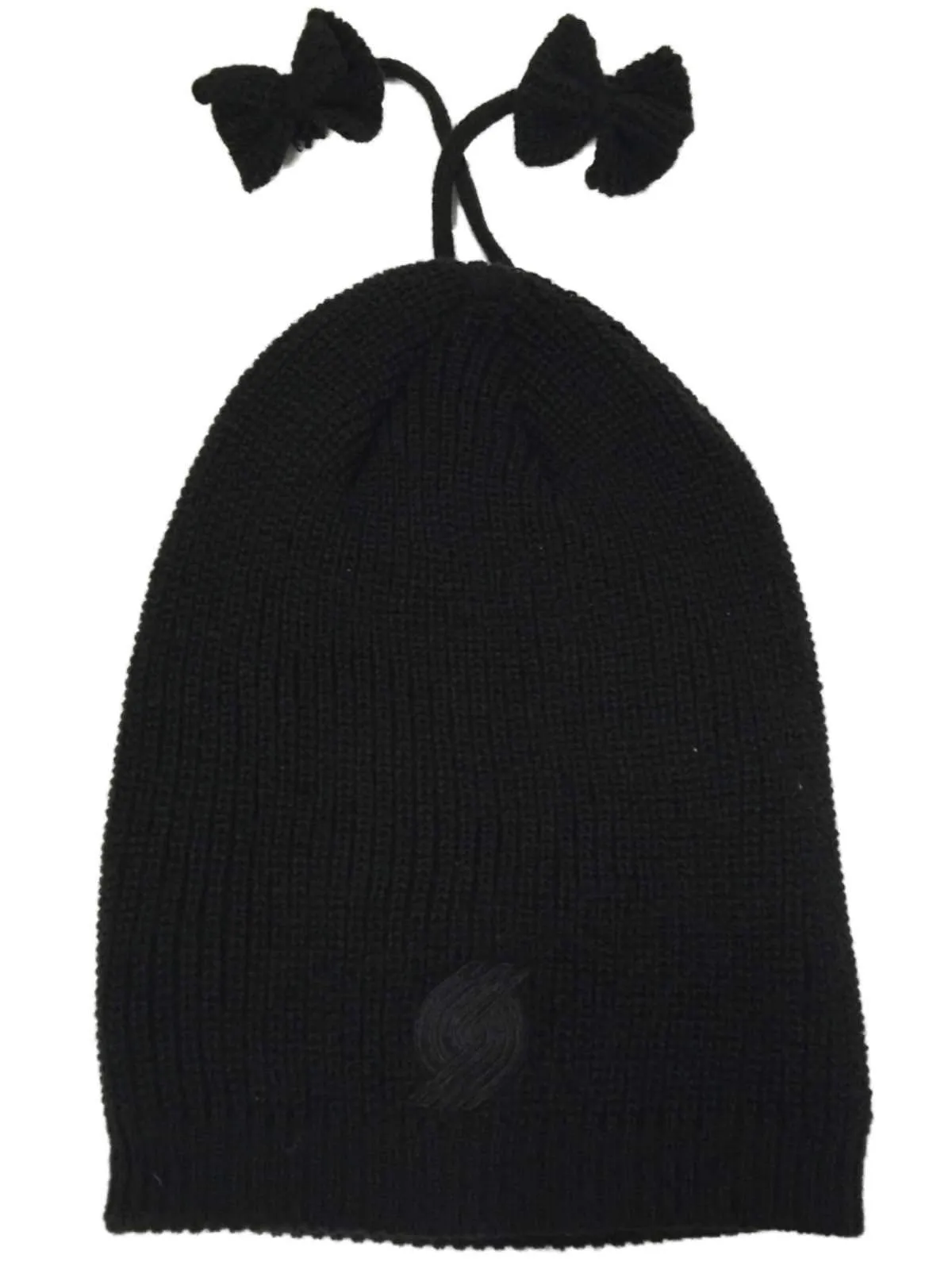 Portland Trail Blazers Adidas Women Black Bowtie Tassle Long Knit Beanie Hat Cap