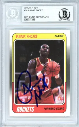 Purvis Short Autographed 1988-89 Fleer Card #54 Houston Rockets Beckett BAS #10737262