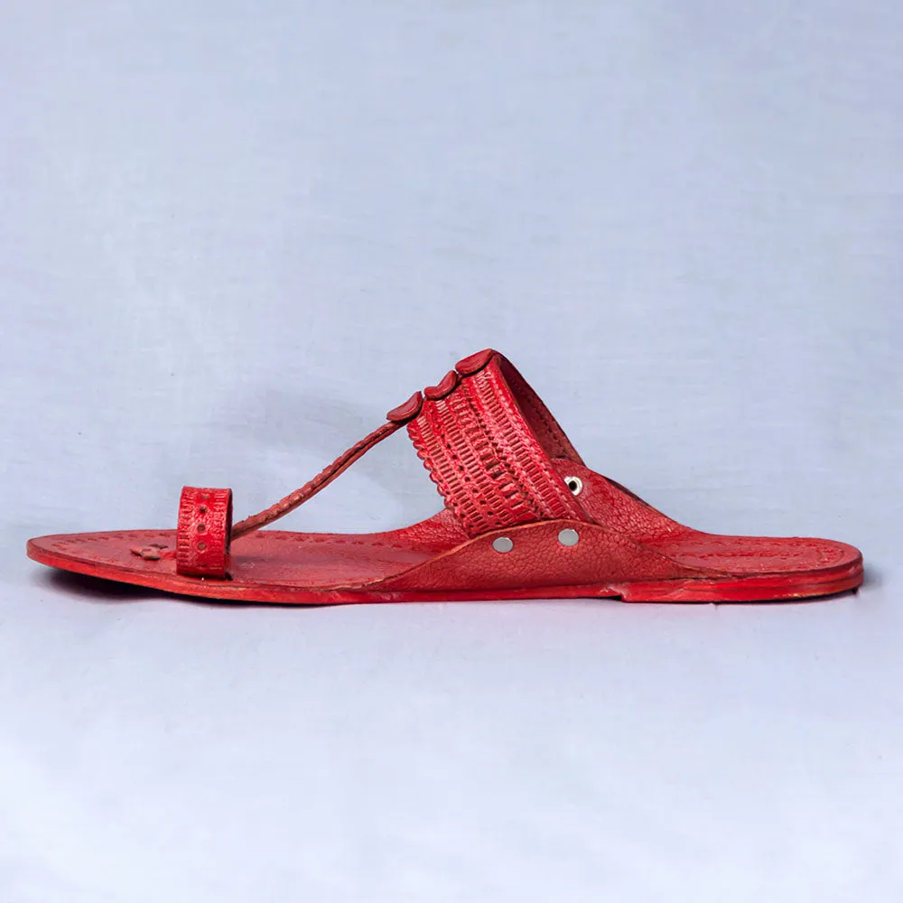 Red - Women Kolhapuri Leather Slippers Frenzy: Get Funky with Colors