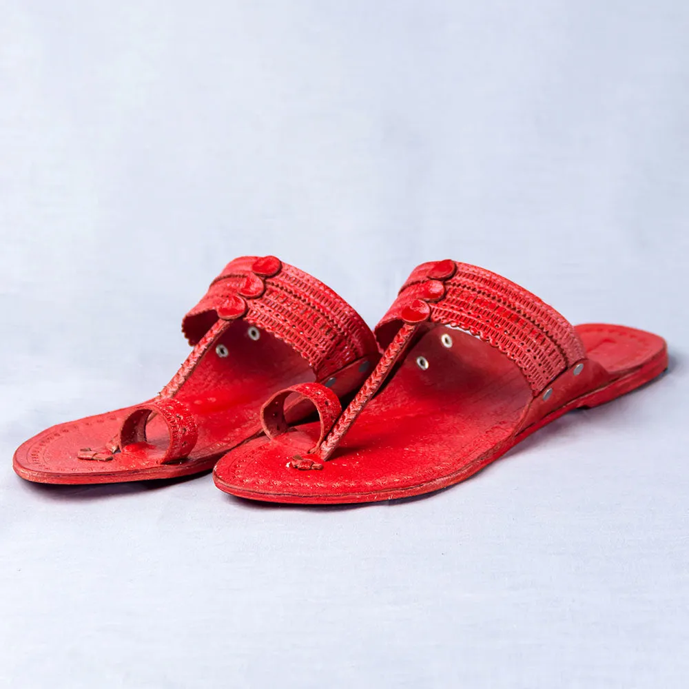 Red - Women Kolhapuri Leather Slippers Frenzy: Get Funky with Colors