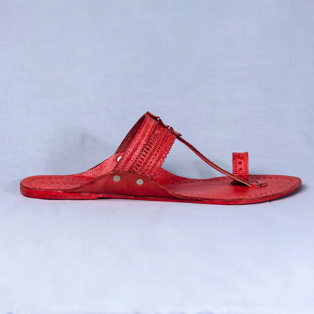 Red - Women Kolhapuri Leather Slippers Frenzy: Get Funky with Colors