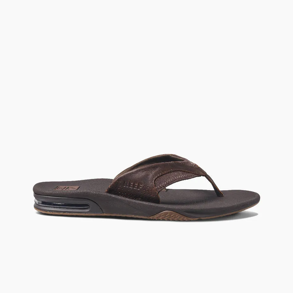 Reef Mens Leather Fanning Dark Brown