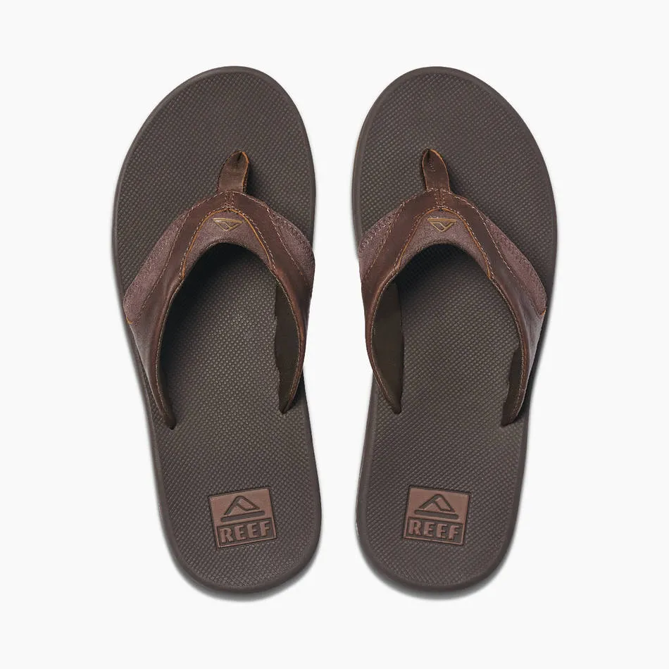 Reef Mens Leather Fanning Dark Brown