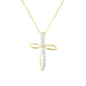 Ribbon Cross Diamond Necklace