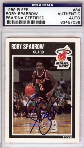 Rory Sparrow Autographed 1989 Fleer Card #84 Miami Heat PSA/DNA #83457038