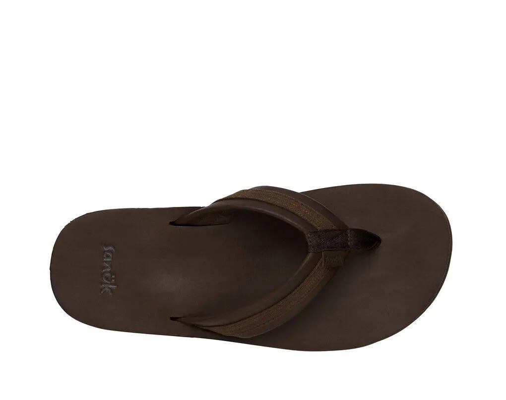 Sanuk Mens Hullsome Leather ST Dark Brown