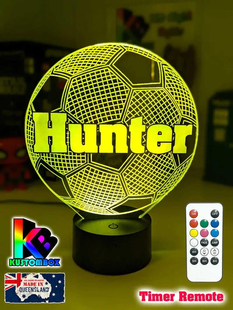 Soccer Ball Football Personalised Name 3d Led Night Light Lamp