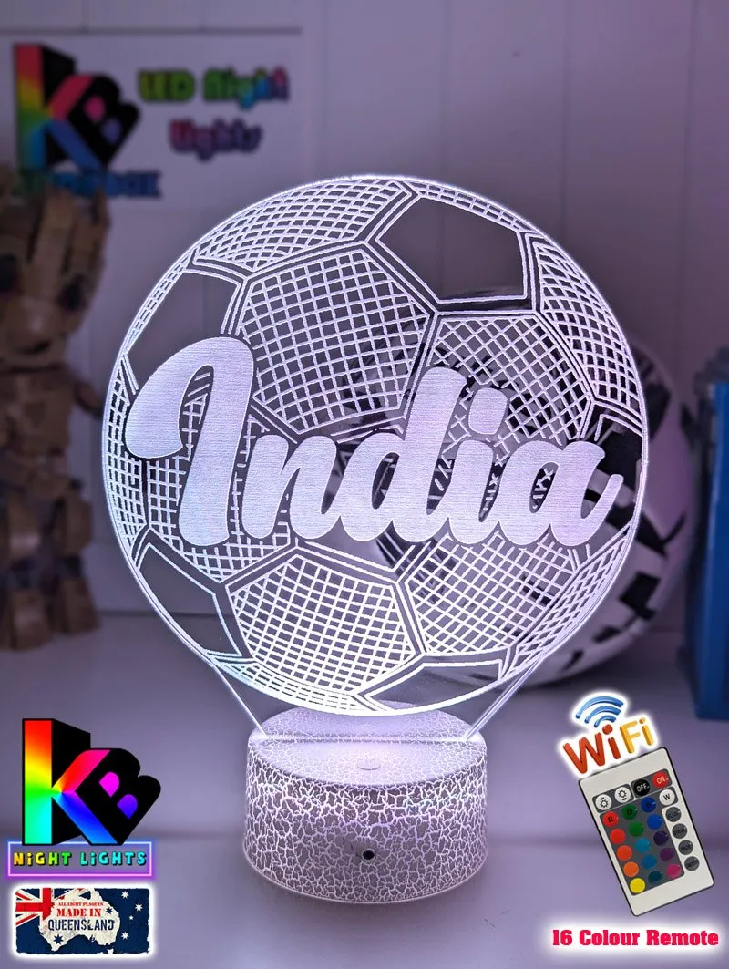 Soccer Ball Football Personalised Name 3d Led Night Light Lamp