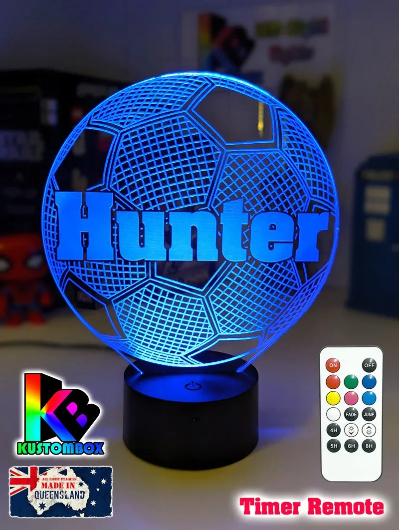 Soccer Ball Football Personalised Name 3d Led Night Light Lamp