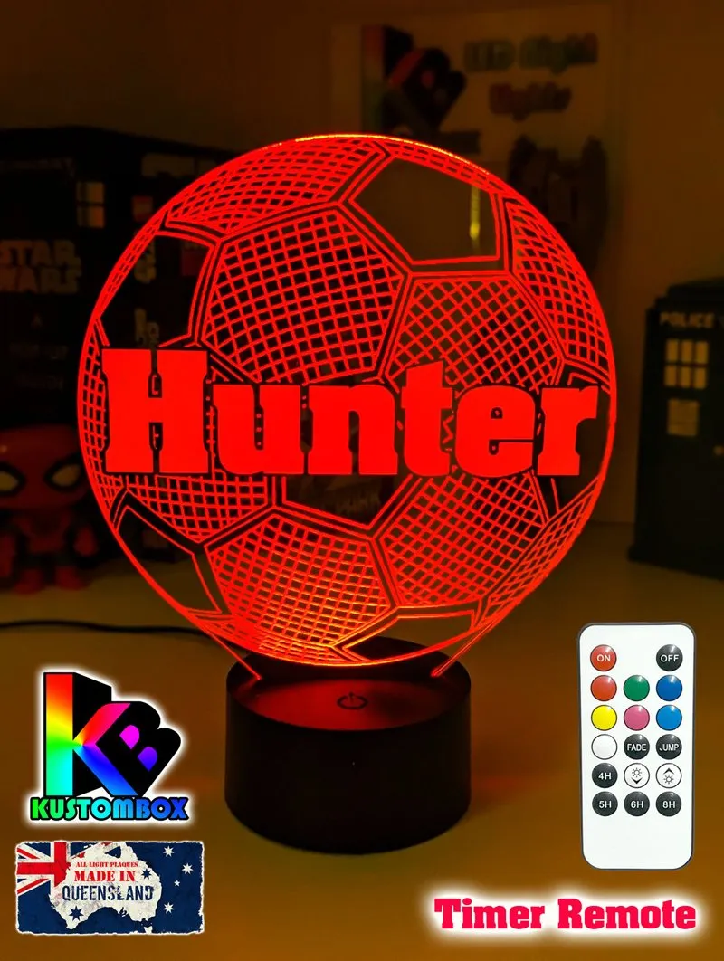 Soccer Ball Football Personalised Name 3d Led Night Light Lamp