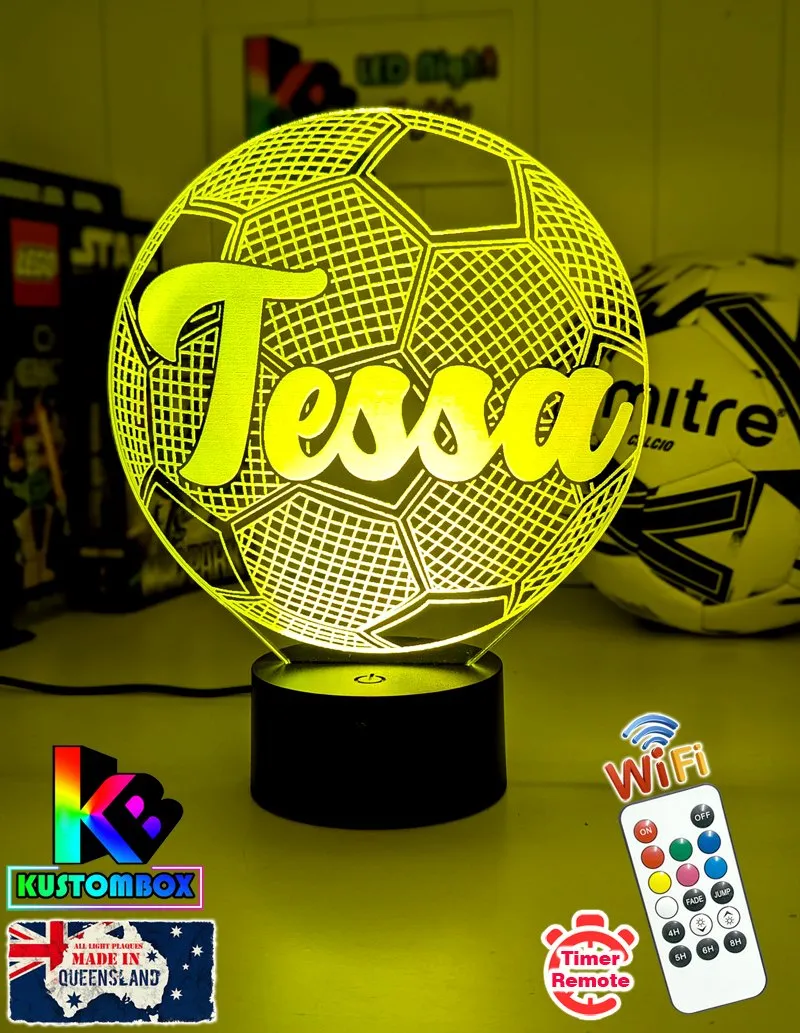 Soccer Ball Football Personalised Name 3d Led Night Light Lamp