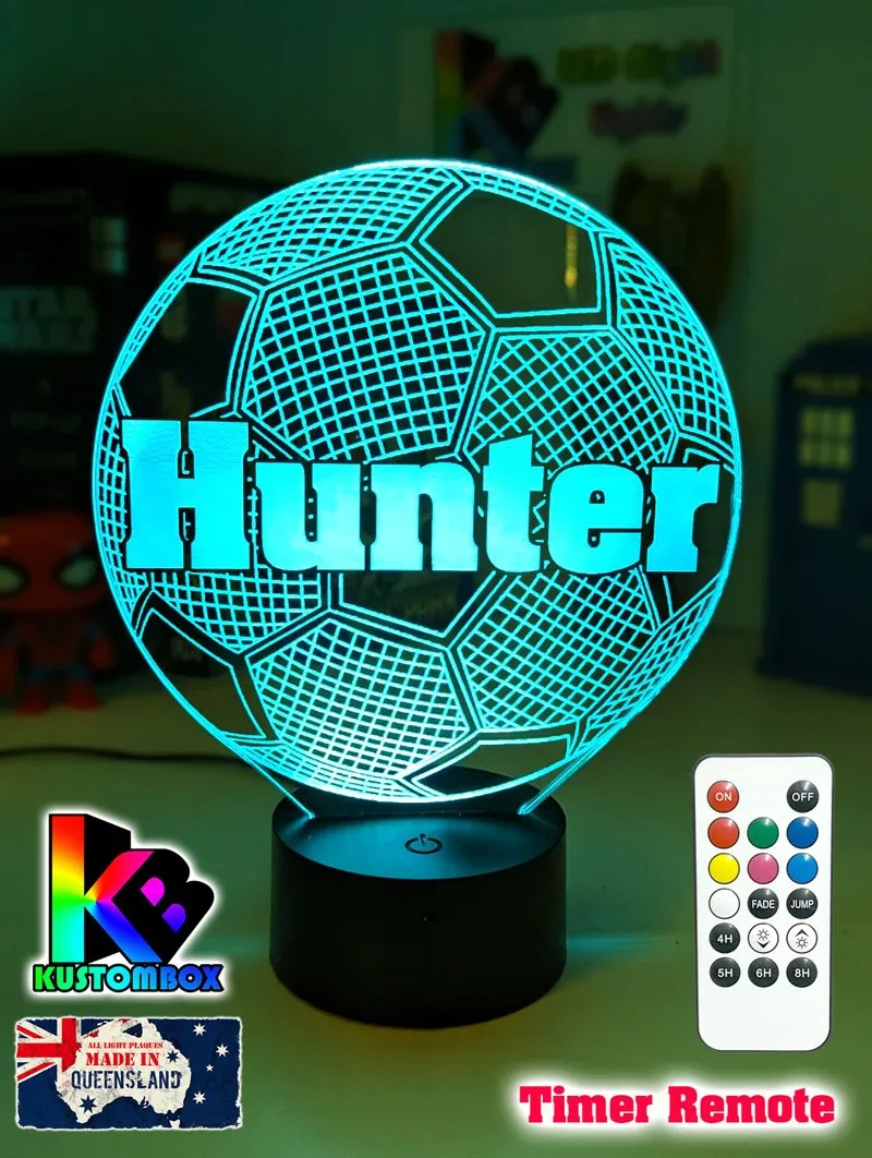 Soccer Ball Football Personalised Name 3d Led Night Light Lamp