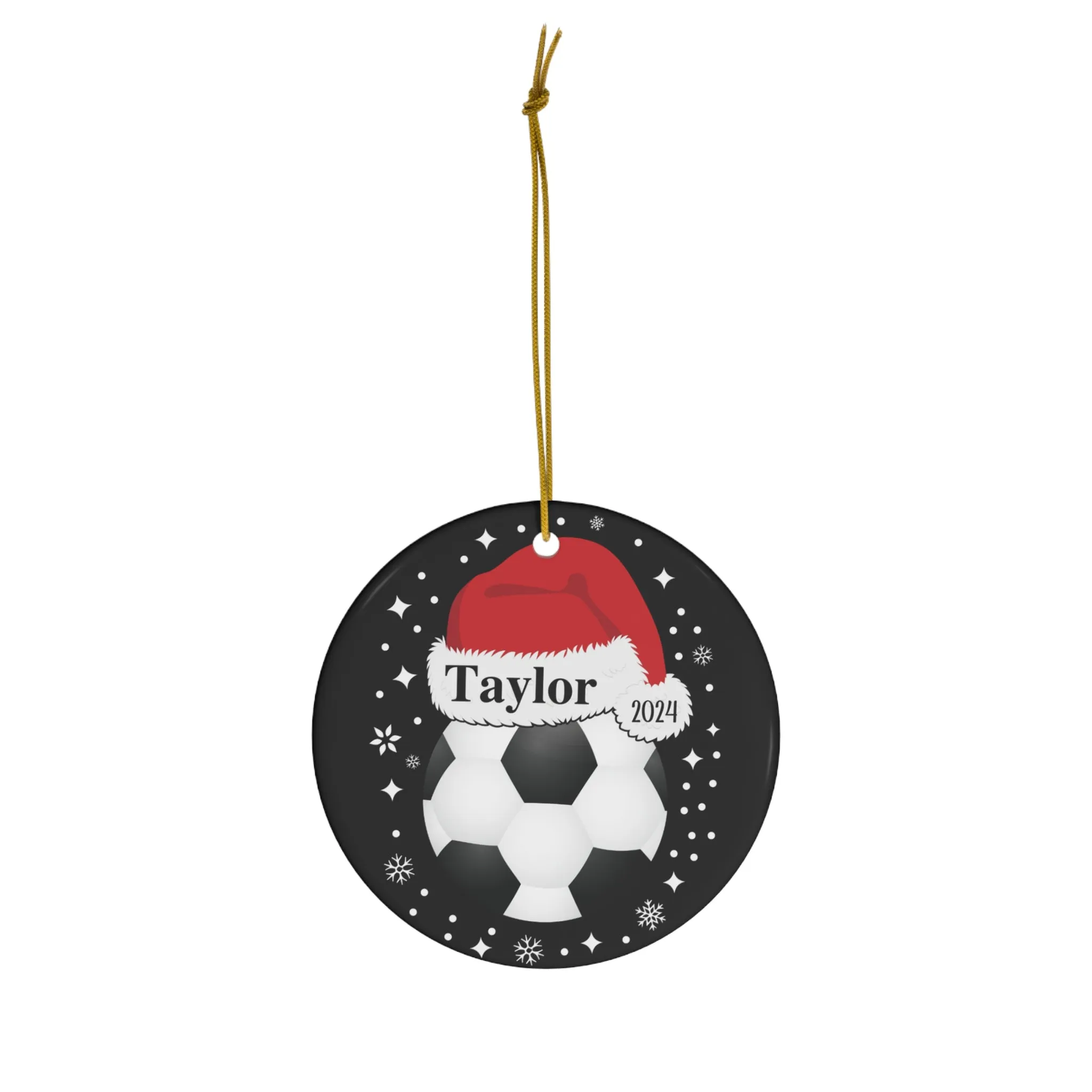 Soccer Ornament, Personalized Soccer Christmas Ornament, 2024 Ceramic Tree Ornament, Gift for Men and Women