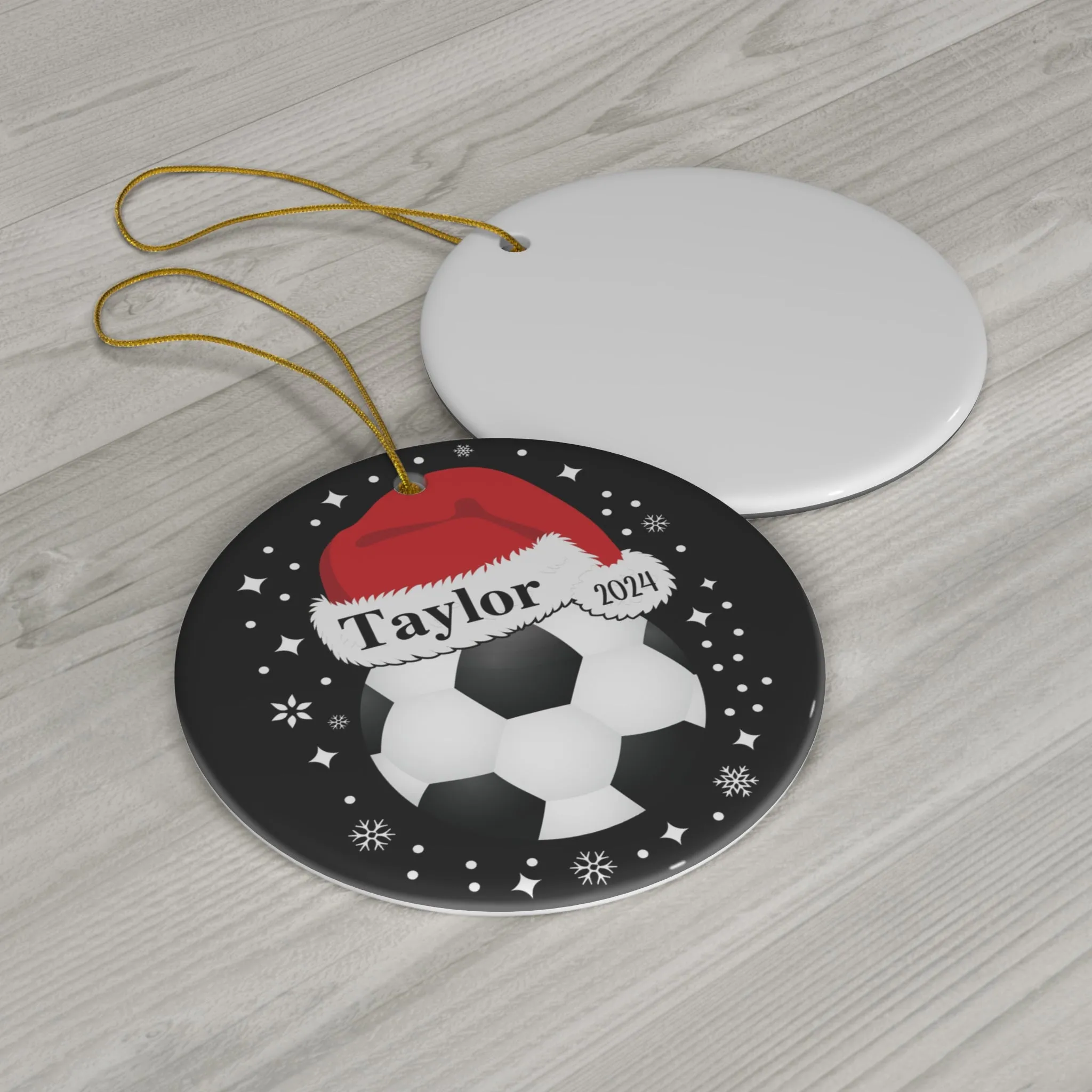 Soccer Ornament, Personalized Soccer Christmas Ornament, 2024 Ceramic Tree Ornament, Gift for Men and Women