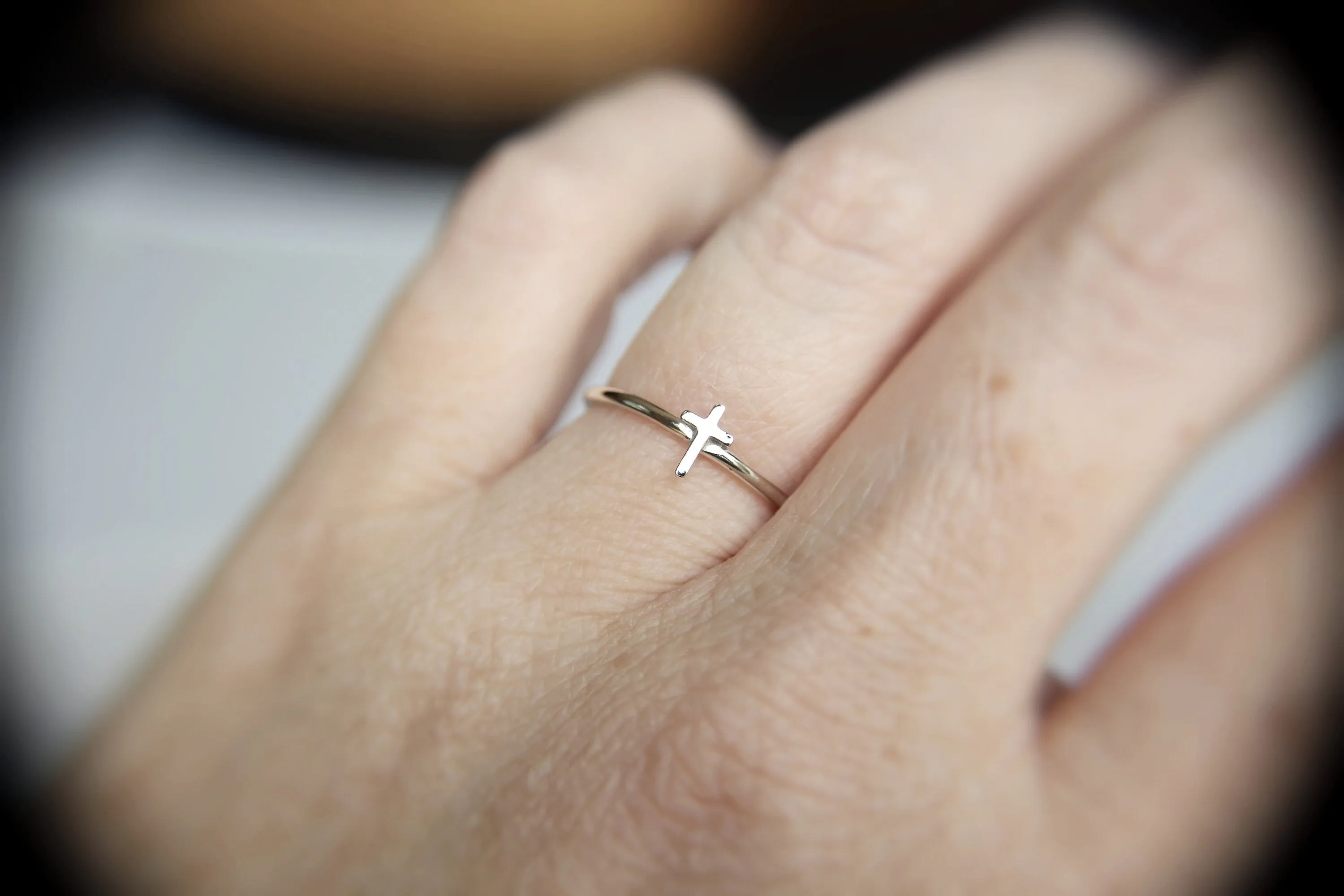 Tiny Sterling Silver Cross Ring, Tiny Cross Ring, Easter gift, Cross Ring, Christian Ring, Baptism Ring, Faith Ring, Silver Cross Ring, Gift