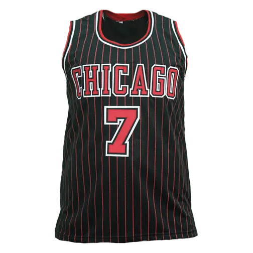 Toni Kukoc Autographed Basketball Jersey Black Pinstripe w/ STATS! (Beckett)