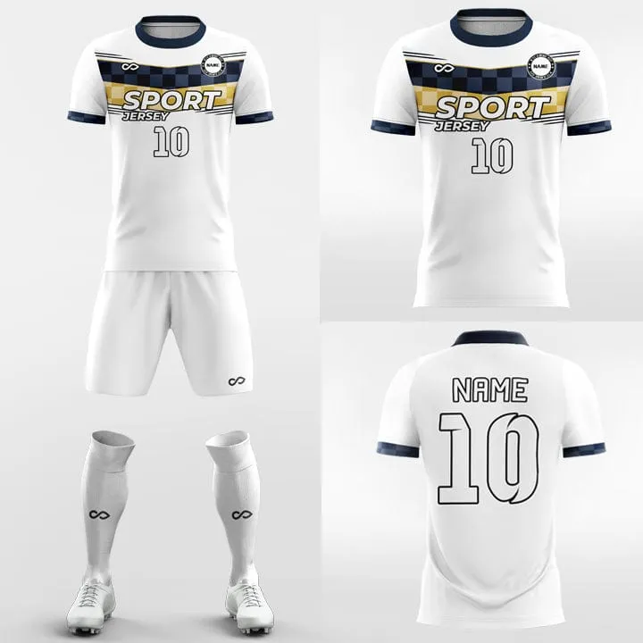 White Stripped-Custom Soccer Jerseys Kit Sublimated Design